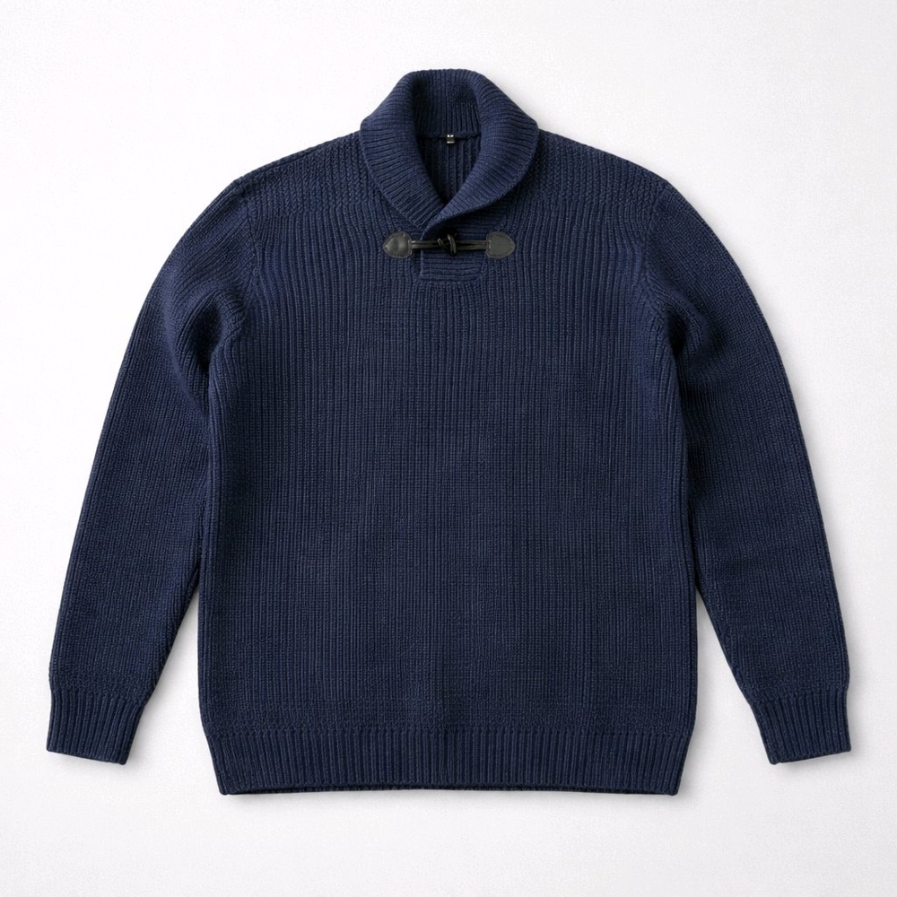 Gap Men's Toggle Shawl Collar Blue Heather Wool Cotton Sweater Size 3XT Tall